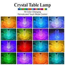 16 Colors Diamond Rose Crystal Touch Lamp | USB Rechargeable Bedside Lamp with Remote