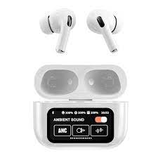 Black A9 Pro ANC Bluetooth 5.4 Wireless Earbuds with Smart Screen and Active Noise Cancellation