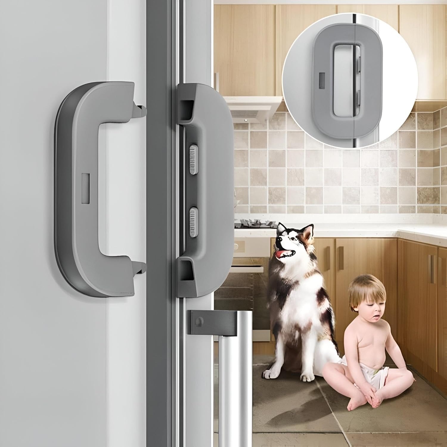 Child Safety Refrigerator Lock – Self Adhesive Fridge And Freezer Door Lock With Double Safety Button And Easy One Hand Operation