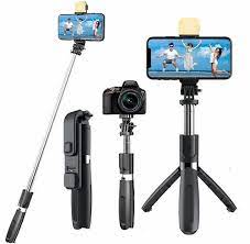 R1s Bluetooth Selfie Stick Tripod with Remote Control 360° Foldable Selfie Rod for Phone & Action Camera with LED Light RS 1099