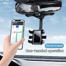 360° Rotatable & Retractable Rearview Mirror Phone Holder |– Safe & Convenient Driving
