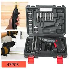 47-Piece Foldable Wireless Electric Screwdriver Kit with Adjustable Torque & USB Charging