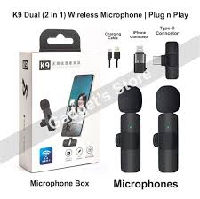 K9 Dual Wireless Lavalier Microphone | Plug & Play USB Type-C Mic with Auto Sync & Noise Reduction