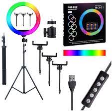 MJ36 RGB LED Ring Light 36cm with 16 Colors, Brightness Control & Phone Holder