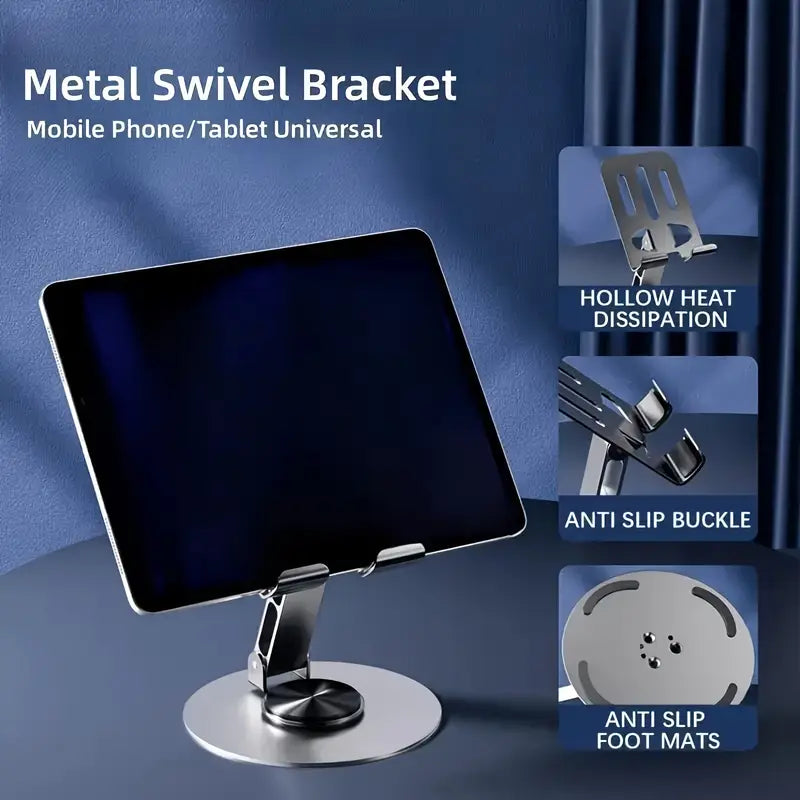 Mobile Stand - Mobile Phone Holder Broadcast Mobile Phone Holder 360 Degree Rotation Adjustment Folding Lazy Tablet Desktop Mobile Phone Holder - Stainless Steel - Random Color