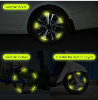 NEW 20 pcs Car Hub Reflective Sticker Car accessories Decorative Strips General for use of bicycle automobile and motorcycle tyre (yellow color )