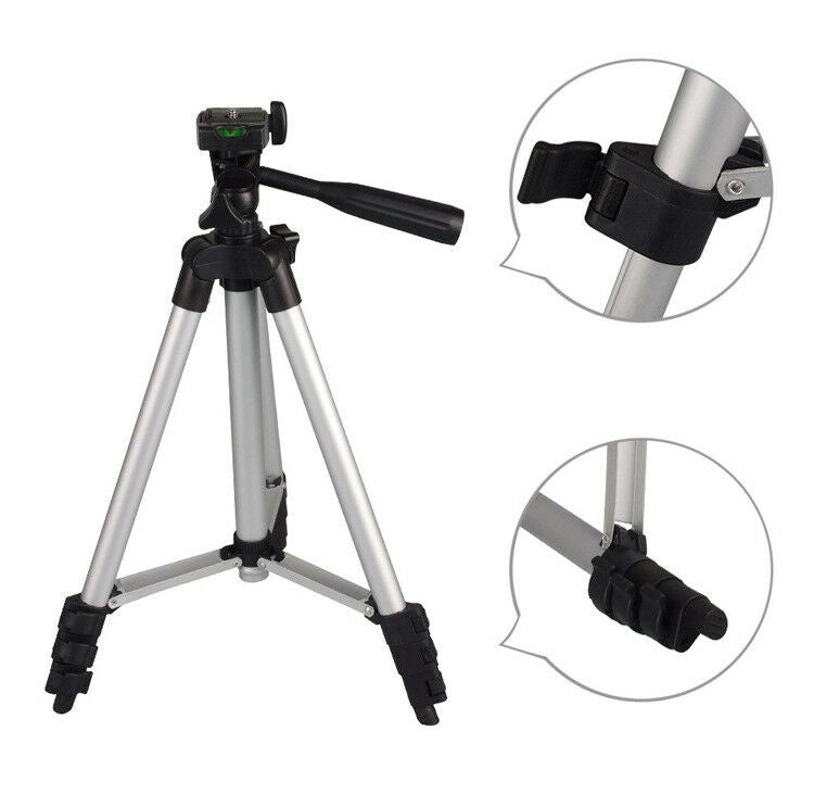 Pack Of 03 3.5 Feet Adjustable Tripod Stand for Mobile Phones and Cameras with Mobile Holder, Portable DSLR Stand for Vlogging, Universal Silver Model 3110 and Bag